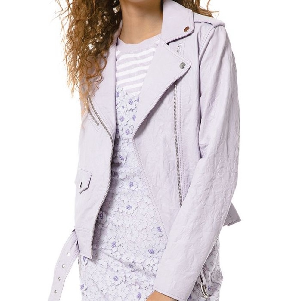 MICHAEL Michael Kors Textured Leather Biker Jacket